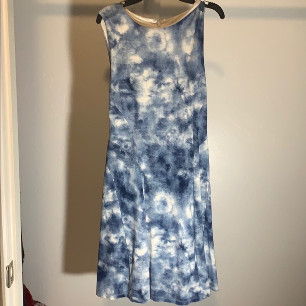 Blue splotchy dress.